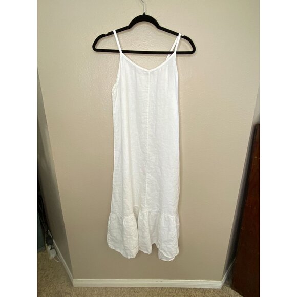 Bellambra Womens White Maxi Dress  Made In Italy M 100%‎ Linen Sleeveless Casual - Picture 3 of 7